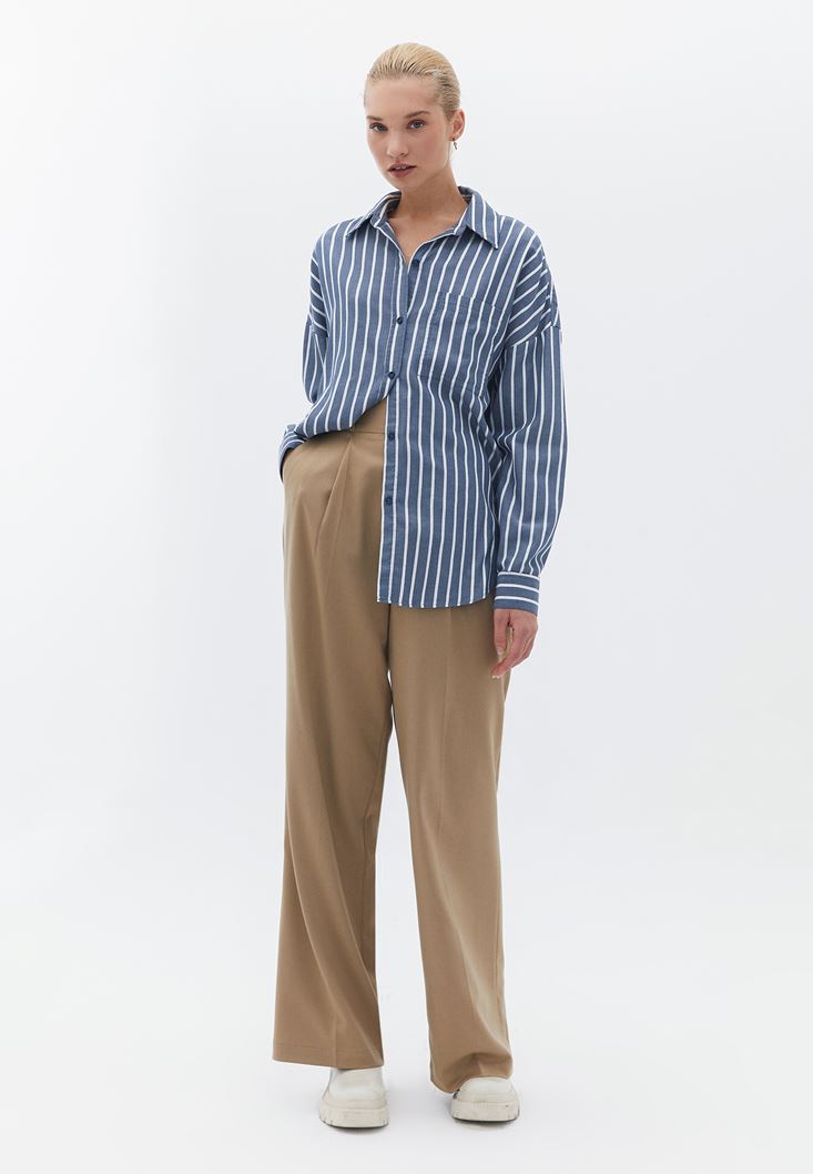 Women Mixed Cotton Oversize Shirt