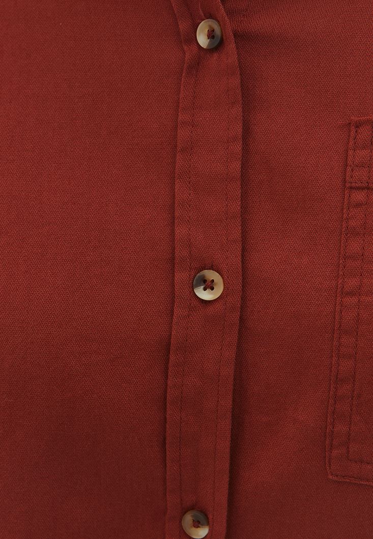 Women Brown Oversize Shirt with Pocket