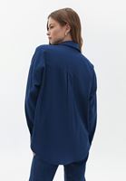 Women Blue Oversize Shirt with Pocket