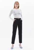 Women Black High Rise Straight Fit Pants