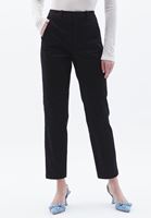 Women Black High Rise Straight Fit Pants