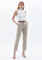 Women Beige High Rise Straight Fit Pants