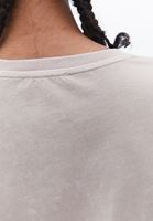 Bayan Bej Sıfır Yaka Oversize Tişört