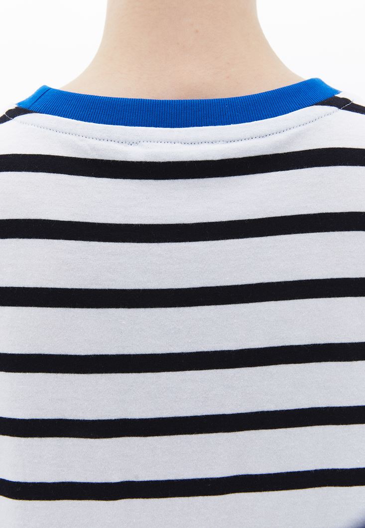 Women White/Black Cotton Blended Oversize Tshirt