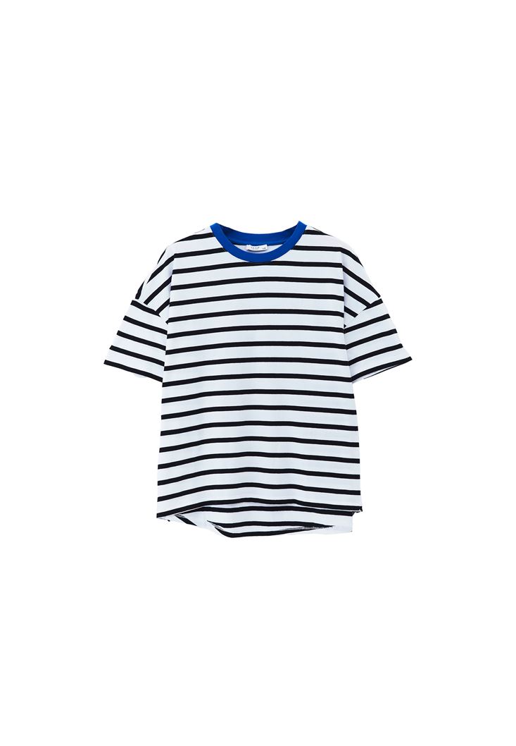 Women White/Black Cotton Blended Oversize Tshirt