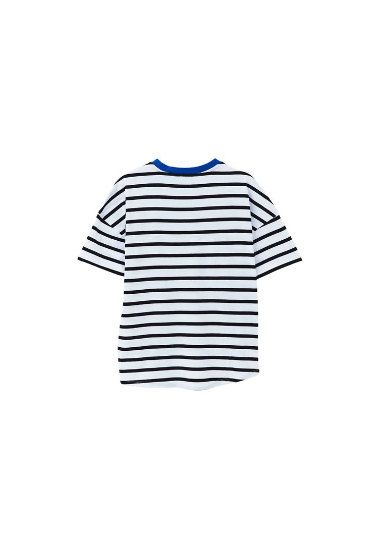 Women White/Black Cotton Blended Oversize Tshirt