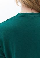 Women Green Cotton Blended Tshirt with Button Detail