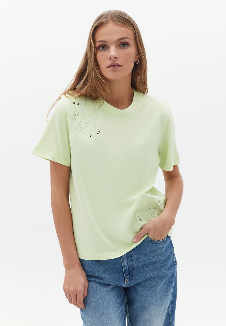 Women Green Cotton Oversize Tshirt