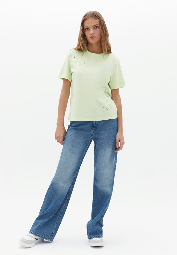 Women Green Cotton Oversize Tshirt