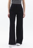 Women Black Mid Rise Wide Leg Pants