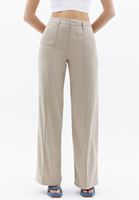 Women Beige Mid Rise Wide Leg Pants