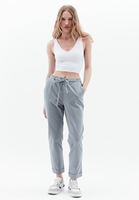 Women Grey High Rise Carrot Fit Pants