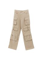 Women Beige Mid Rise Pants with Cargo Pockets