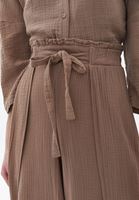 Bayan Kahverengi Yırtmaç Detaylı Wide-Leg Pantolon