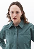 Women Green Crop Shirt with Pocket Detail