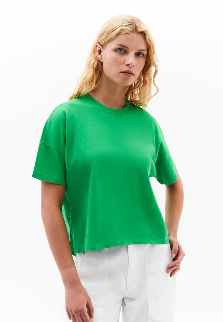 Women Green Cotton Oversize Tshirt