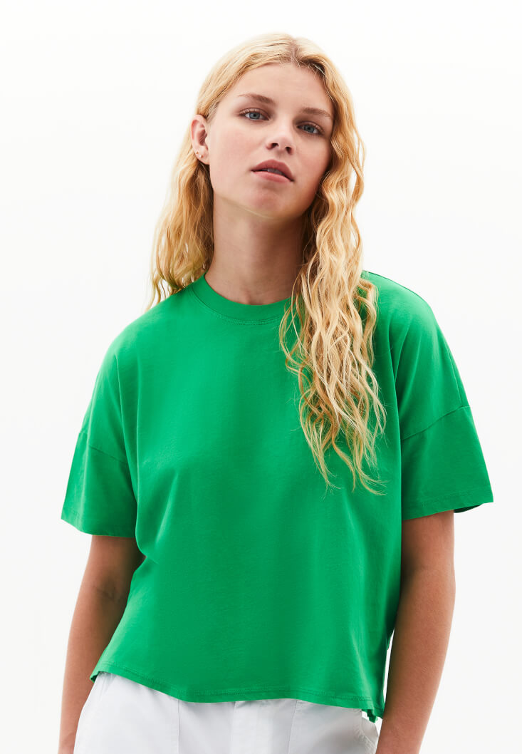 Women Green Cotton Oversize Tshirt