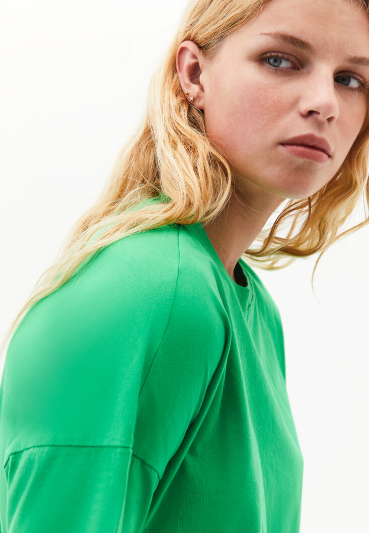 Women Green Cotton Oversize Tshirt