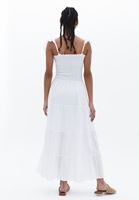 Women White Gipped Maxi Dress