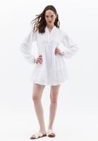 Women White Mini Dress with Puff Sleeves