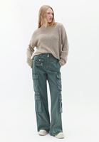 Women Green High Rise Cargo Pants