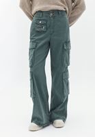 Women Green High Rise Cargo Pants