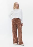 Women Brown High Rise Cargo Pants