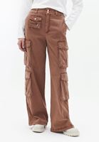 Women Brown High Rise Cargo Pants