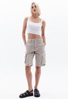 Women Beige Mid Rise Cargo Shorts with Belt