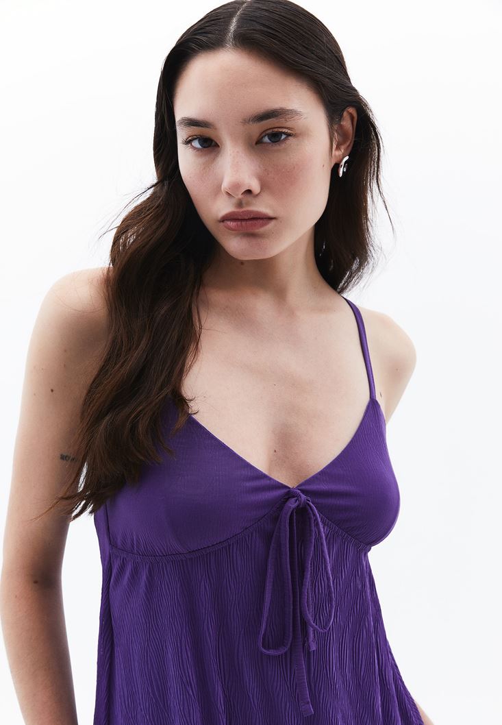 Women Purple Mini Dress with Thin Straps