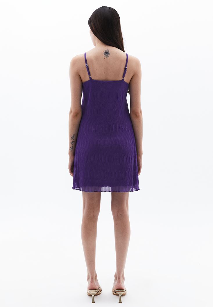 Women Purple Mini Dress with Thin Straps