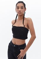 Women Black Strapless Crop Top