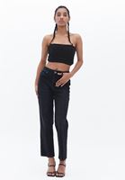 Women Black Strapless Crop Top