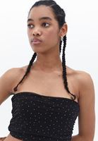 Women Black Strapless Crop Top