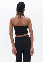 Women Black Strapless Crop Top