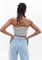 Women Grey Strapless Crop Top