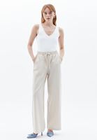 Women Beige High Rise Wide Leg Pants