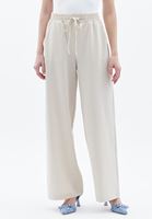 Women Beige High Rise Wide Leg Pants