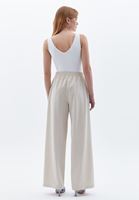 Women Beige High Rise Wide Leg Pants