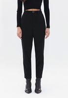 Women Black High Rise Pants with Belt Detail