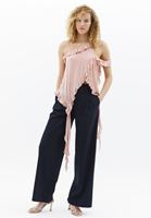 Women Blue Mid Rise Straight Fit Pants