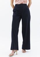 Women Blue Mid Rise Straight Fit Pants