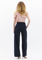 Women Blue Mid Rise Straight Fit Pants