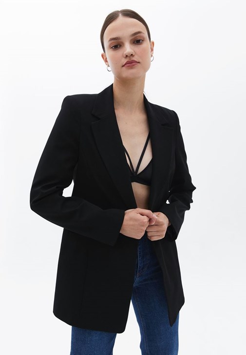 Klasik Blazer Ceket ve Bralet Kombini