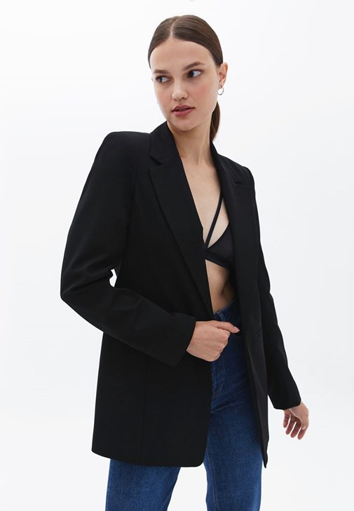 Klasik Blazer Ceket ve Bralet Kombini