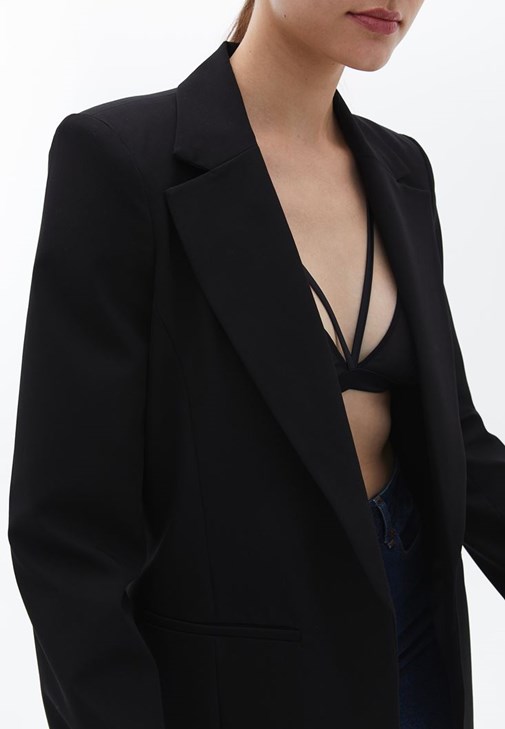 Klasik Blazer Ceket ve Bralet Kombini