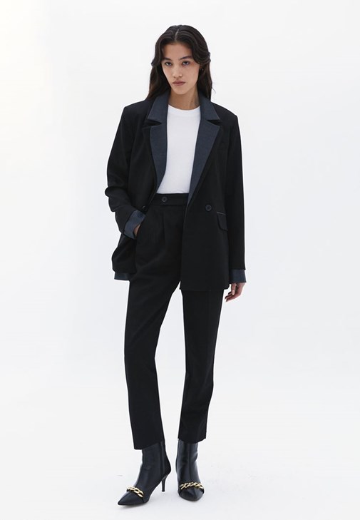 Oversize Blazer Ceket ve Carrot-Fit Pantolon Kombini