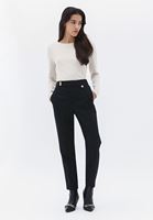 Women Black High Rise Carrot Fit Pants