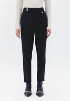 Women Black High Rise Carrot Fit Pants