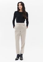 Women Beige High Rise Carrot Fit Pants